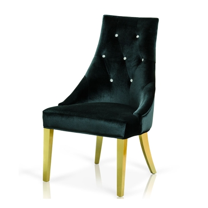 A&X Charlotte Black Velour With Gold Legs Dining Chair Black Dining Chair 13536 VGUNAA031-BLKGLD