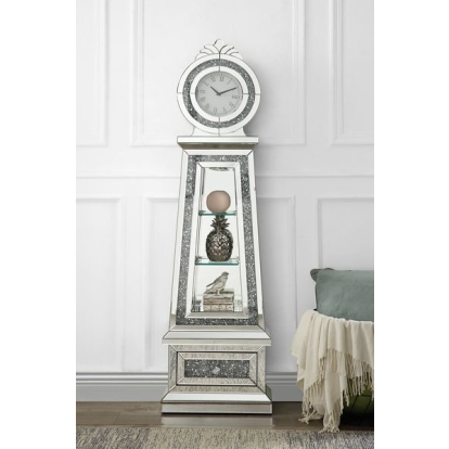 ACME Noralie Mirrored & Faux Diamonds Grandfather Clock with LED Model AC00349