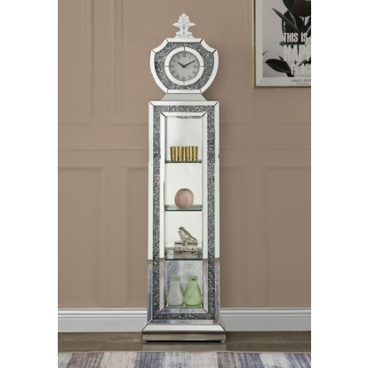 ACME Noralie Mirrored & Faux Diamonds Grandfather Clock with LED Model AC00351