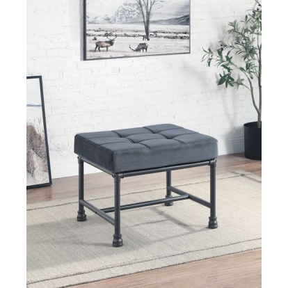 ACME Brantley Gray Velvet & Sandy Gray Ottoman Model AC00427