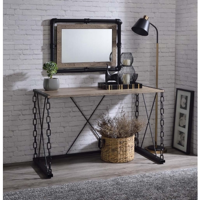 ACME Jodie Rustic Oak & Antique Black Console Table(Same 92248) Model AC00905