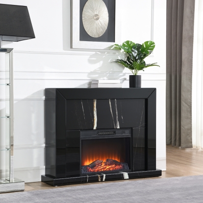 ACME Drisana Black Mirrored Fireplace Model AC03869