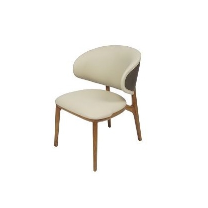 Modrest Chance Cream Fabric and Walnut Dining Chair Set of 2 Cream Dining Chair 79640Z VGCS-CH-21045