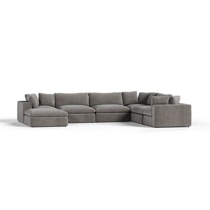 Divani Casa Vicki Modern Grey Fabric Modular Sectional Sofa-7-Piece Sectional 81885 VGKK-KF.8033-SECT-GRY-7-Piece Sectional