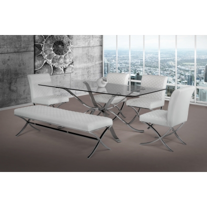 Modrest Adderley Modern Stainless Steel with Glass Top Dining Table Dining Table 16315 VGVCT1101-20