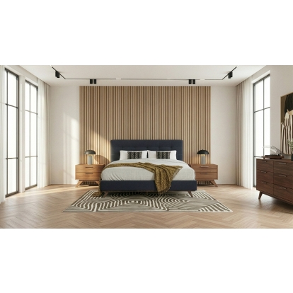 LA Furniture Eastern King Addison +Soria Mid-Century Modern Grey Fabric + Walnut 4-Piece Bedroom Set VGMA-BR-38-SOR-4PC-SET-EK Contemporary Style by Vig Furnitrue Number 86296 Catch Home Goods