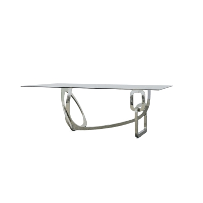 Modrest Adelaide Modern Stainless Steel & Glass Dining Table Clear Glass Dining Table 73908 VGVCT1301S