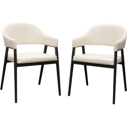 Diamond Sofa ADELEDCCM2PK Adele Dining Accent Chair Cream Fabric Black Metal (Set of 2)
