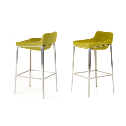 Modrest Adhil Mid-Century Green Fabric Bar Stool Green Bar Stool 71441 VGOBA105-F-GRN