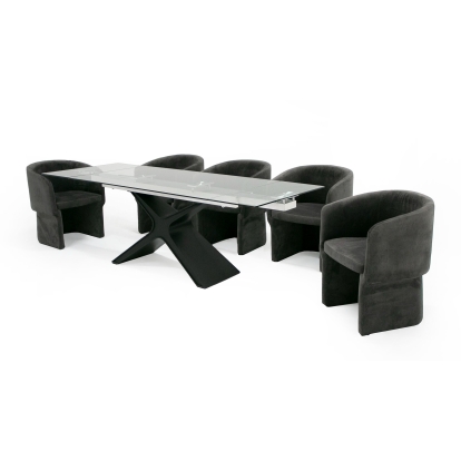 Modrest Adler Modern Black Glass Extendable 63"/94.5" Dining Table Dining Table 80286 VGYF-DT8941-BLK-DT