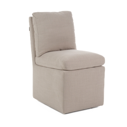 Modrest Adrian Modern Beige Fabric Dining Chair with Castor Wheels Beige Dining Chair 81791 VGKK-KF-Y1066-BGE