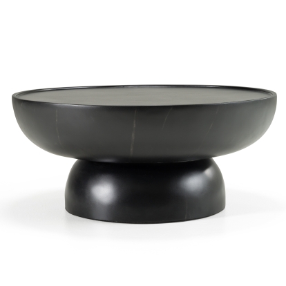 Modrest Akron Modern Black & White Faux Marble Round Coffee Table Black Coffee Table 82693 VGVC-CT25099