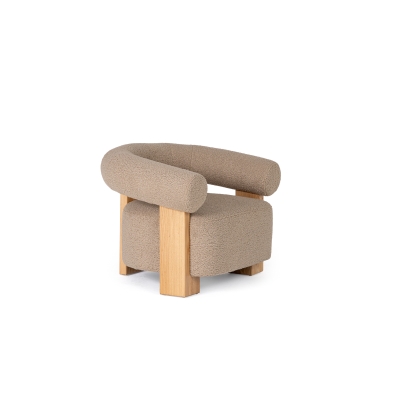 Modrest Alamo Modern Beige Faux Sheepskin + Oak Accent Chair Tan Accent Chair 81792 VGMY-1385-TOAST