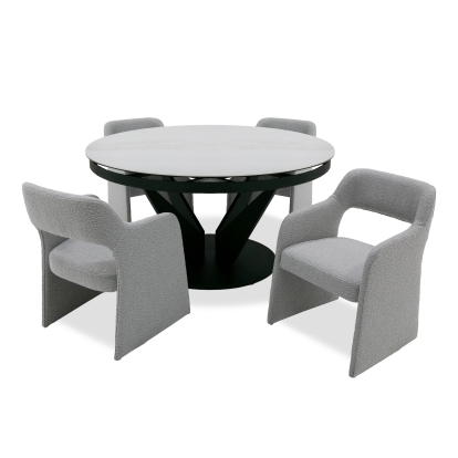 Modrest Alberta Modern Black and White Ceramic Extendable 59"/86.5" Oval Dining Table Dining Table 80285 VGYF-DT8951-BLK-DT