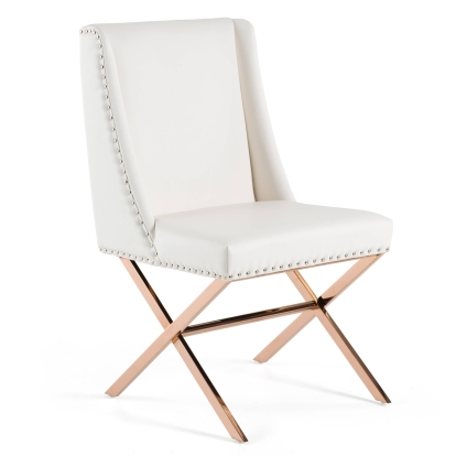 Modrest Alexia Modern White + Rosegold Dining Chair White Dining Chair 70549 VGVCB8356-WHT
