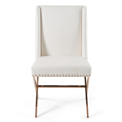 Modrest Alexia Modern White + Rosegold Dining Chair White Dining Chair 70549 VGVCB8356-WHT