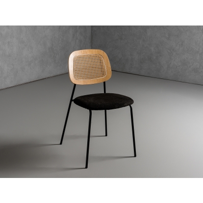 Modern Alizee Modern Rattan and Black Dining Chair Set of 2 Black Dining Chair 79826Z VGFH-0139544-RB-DC