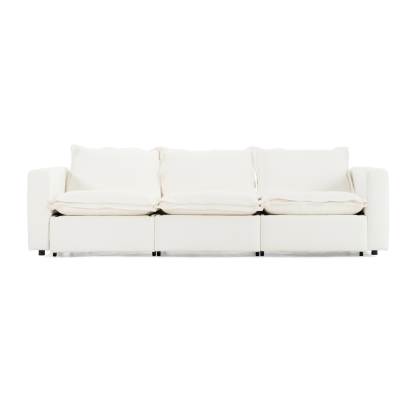 Divani Casa Almagre Modern White Fabric Sofa with 3 Electric Recliners White Sofa 83075 VGEV-G2315-WHT