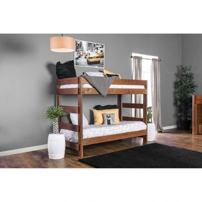 Furniture Of America Arlette Rustic Mahogany Twin-Twin Bunk Bed Model AM-BK100-BED-SLAT