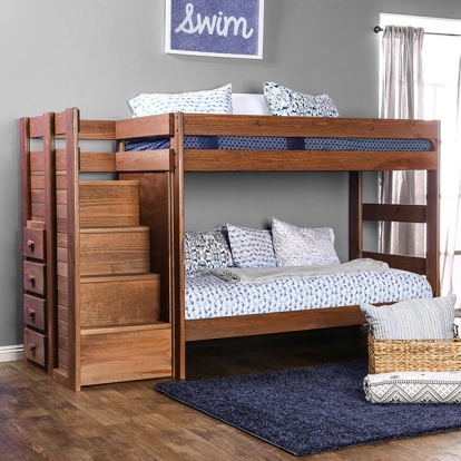 Furniture Of America Ampelios Rustic Mahogany Twin-Twin Bunk Bed Model AM-BK102-BED-SLAT