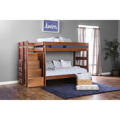 Furniture Of America Ampelios Rustic Mahogany Twin-Twin Bunk Bed Model AM-BK102-BED-SLAT