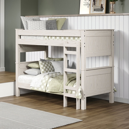 Furniture Of America Albani Rustic White Twin-Twin Post Bunkbed Model AM-BK302WH-BED
