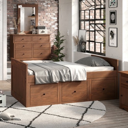 Furniture Of America Marinos Rustic Solid Wood, Others Mahogany Twin Captain Bed | AM-BK304MH-BED