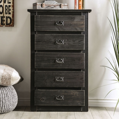 Furniture Of America Ampelios Rustic Wire-Brushed Black Chest Model AM7000BK-C