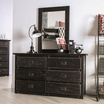 Furniture Of America Ampelios Rustic Wire-Brushed Black Dresser Model AM7000BK-D
