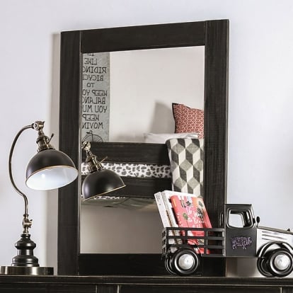 Furniture Of America Ampelios Rustic Wire-Brushed Black Mirror Model AM7000BK-M