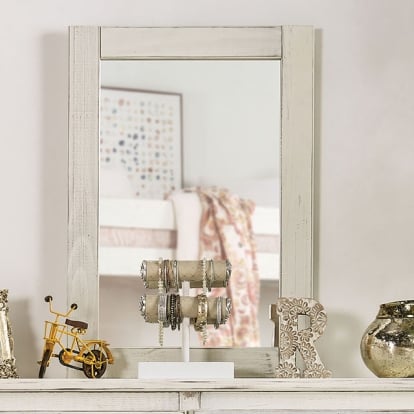 Furniture Of America Rockwall Rustic Wire-Brushed White Mirror Model AM7000WH-M
