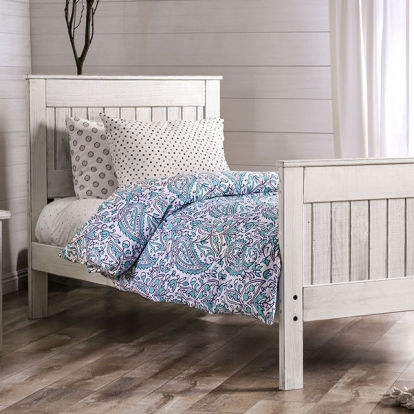 Furniture Of America Rockwall Rustic Pine Wood, Others Weathered White Bed | AM7973WH