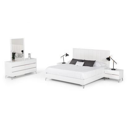 Nova Domus Angela Italian Modern White Eco Leather Bedroom Set White Bedroom Set 76663|76664 VGACANGELA-SET