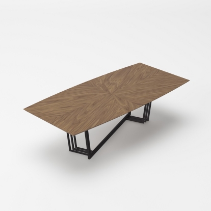 Modrest Gilroy Modern Walnut and Black Dining Table Walnut Dining Table 79954 VGBB-MI2003T-WAL-B-DT