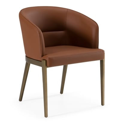 LA Furniture Aragon Modern Brown Vegan Leather + Brass Dining Chair VGGA-6206CH-1-BRN Contemporary Style by Vig Furnitrue Number 82742 Catch Home Goods