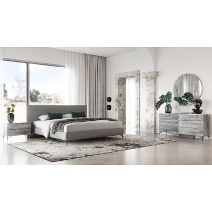 LA Furniture Eastern King Aria Italian Modern Multi Grey 4-Piece Bedroom Set VGAC-ARIA-BED-4PC-SET-EK Contemporary Style by Vig Furnitrue Number 85614 Catch Home Goods
