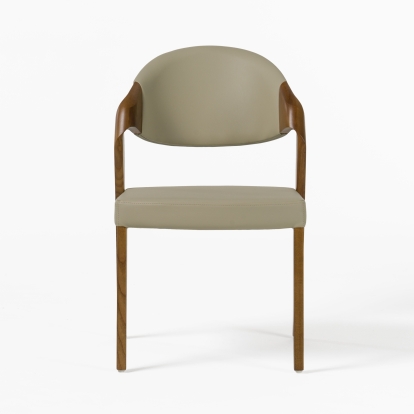 Modrest Arlo Mid-Century Beige & Walnut Dining Chair (Set of 2) Beige Dining Chair 71401Z VGCSCH-1488-GRY