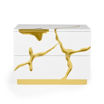 LA Furniture Aspen Modern Wide White and Gold Nightstand VGVCN1801-WHT-W Contemporary Style by Vig Furnitrue Number 80126 Catch Home Goods
