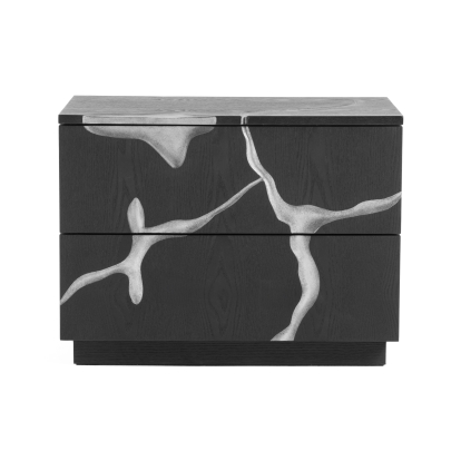 Modrest Aspen Modern Matte Brown Ash & Silver Nightstand Dark Brown Nightstand 81180 VGVCN1801-NS
