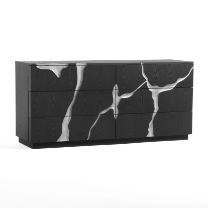 Modrest Aspen Modern Matte Brown Ash & Silver Dresser Dark Brown Dresser 81181 VGVCJ1801-DRS