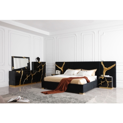 LA Furniture Aspen Modern Wide Black and Gold Nightstand VGVCN1801-BLKX-NS-W Contemporary Style by Vig Furnitrue Number 80128 Catch Home Goods