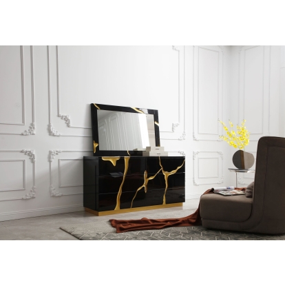 Modrest Aspen Modern Black and Gold Dresser Black Dresser 80129 VGVC-J1801-D-L-W