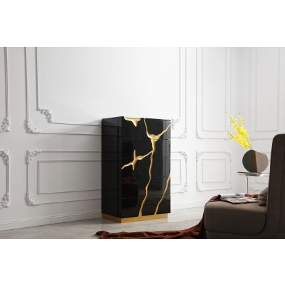 Modrest Aspen Modern Black and Gold Chest Black Chest 76165 VGVCJ1801-5H-BLK-CHEST