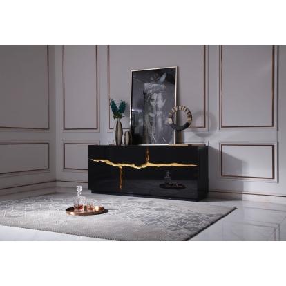 Modrest Aspen Modern High Gloss Black & Gold Buffet Black Buffet 78020 VGVCG1808-BLK