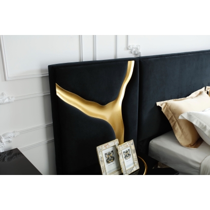 Modrest Aspen Glam Black Velvet & Gold Bed Black Bed 78803 VGVCBD1801-BLK-BED
