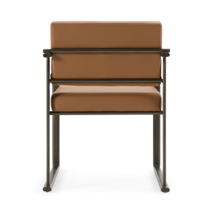 LA Furniture Atlan Modern Camel Vegan Leather + Dark Gold Dining Chair VGGA-GA-6274CH-1-CML Contemporary Style by Vig Furnitrue Number 83021 Catch Home Goods