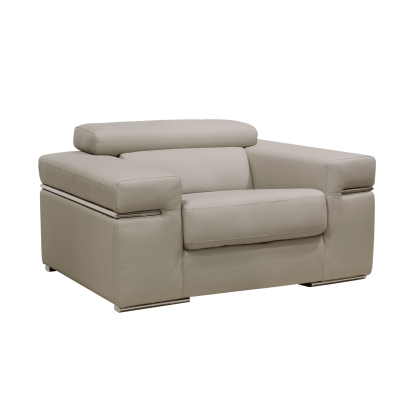 Divani Casa Atlantis Modern Light Grey Vegan Leather Accent Chair Grey Lounge Chair 72293 VGEV8020-GRY-CH