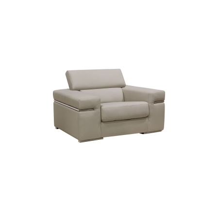 Divani Casa Atlantis Modern Light Grey Vegan Leather Accent Chair Grey Lounge Chair 72293 VGEV8020-GRY-CH