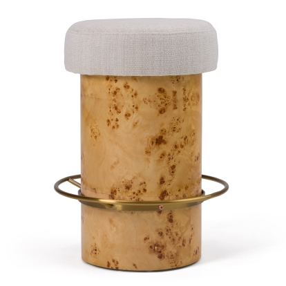 Modrest August Modern Cream Fabric + Antique Brass Counter Stool Cream Bar Stool 82753 VGMY-5368-26-CRM