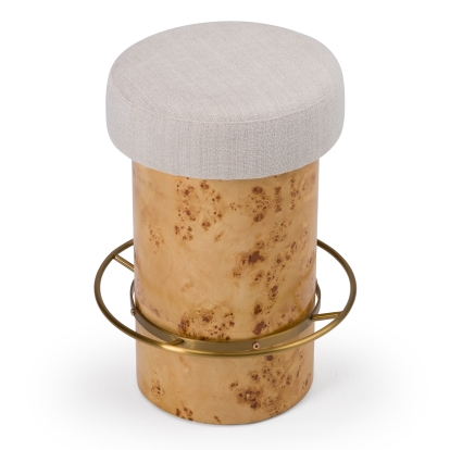 Modrest August Modern Cream Fabric + Antique Brass Counter Stool Cream Bar Stool 82753 VGMY-5368-26-CRM